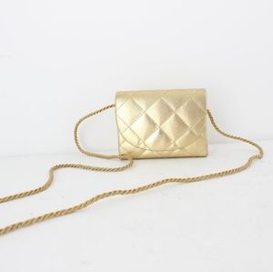 80s Mini Gold Quilted Shoulder Bag